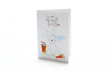 sweet baby white bunny card
